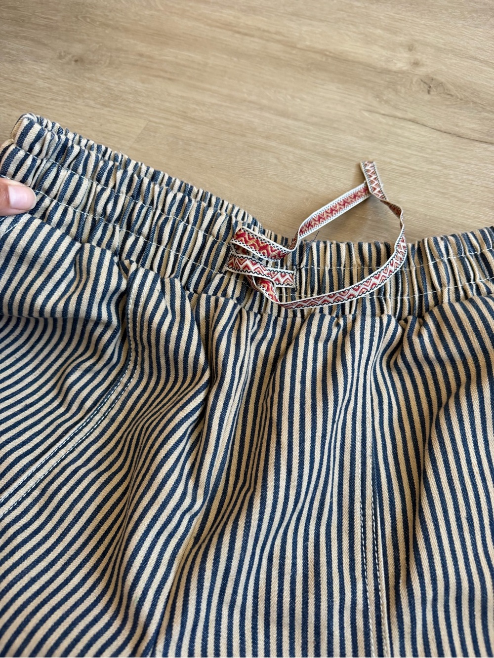NoaBoa Restless Heart Striped Wide Leg Drawstring Boho Pants Size M - Picture 10 of 16